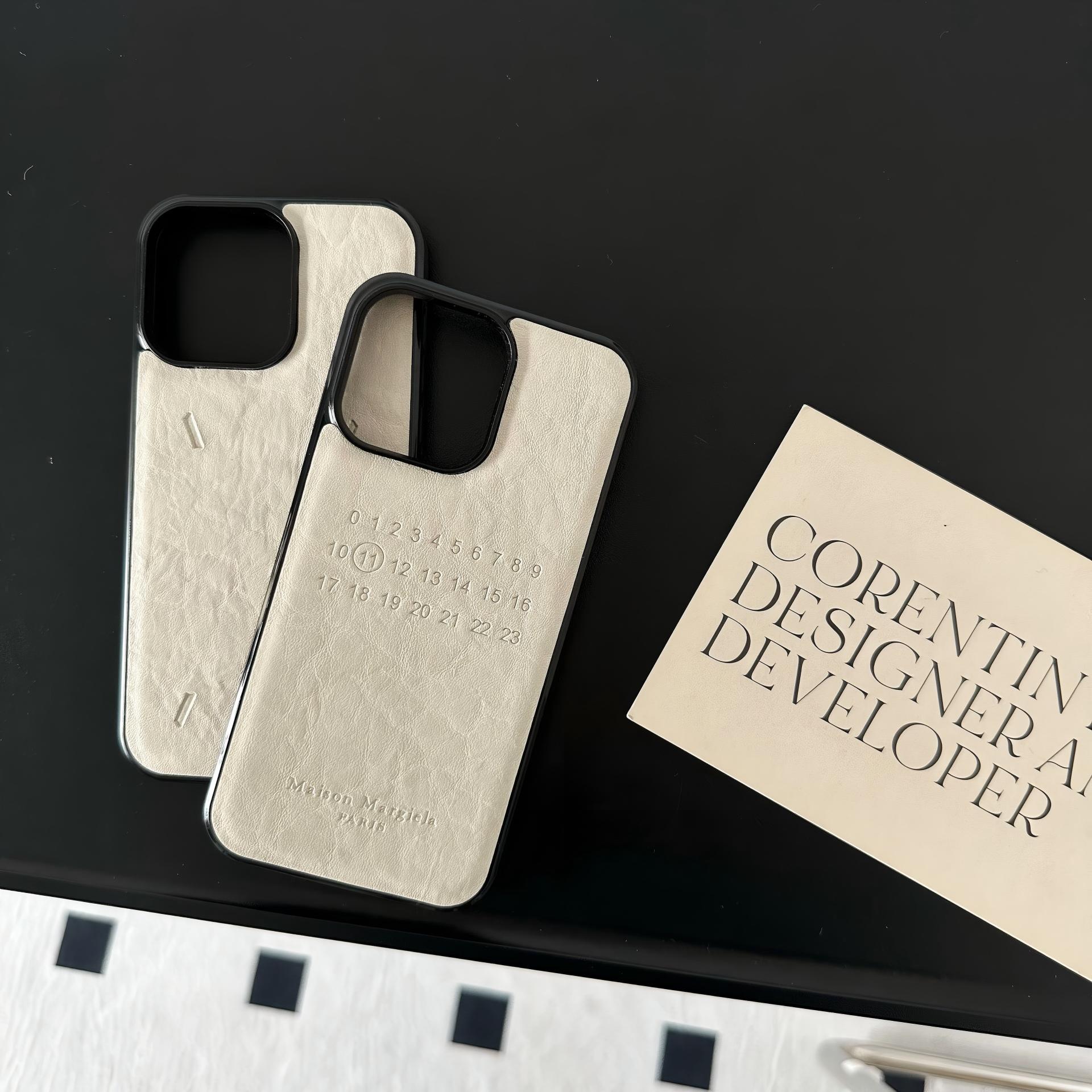 Case & Nova. Luxury minimalist leather phone case with number pattern for iPhone 17 Pro Max, 16, 15, 14, 13 — premium shockproof protective shell junk