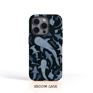 Phone Case - Illustration of Blue Dolphins, a Trendy And Creative Phone Case Compatible with for Iphone 17, 16PM, 15Promax, 11Pro, 12MINI, 13Plus, 7/8 SE, And XS XR, Featuring a 2-In-1 Glossy Design