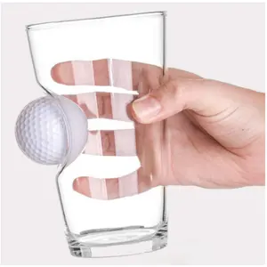 Stuck In Glass Golf Whiskey Beer Mug, Crystal Clear Glass Golf Embedded Creative Wine Glass, Perfect Unique Golf Beer and Drink Cups for Perfect Golf Gift Whiskey Beer Drink