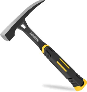 Bricklayer's/Mason's Hammer - 20 oz Masonry Tool with Forged Steel Construction & Shock Reduction Grip, Rock Pick Hammer for Geological Study and Rock Hounding.
