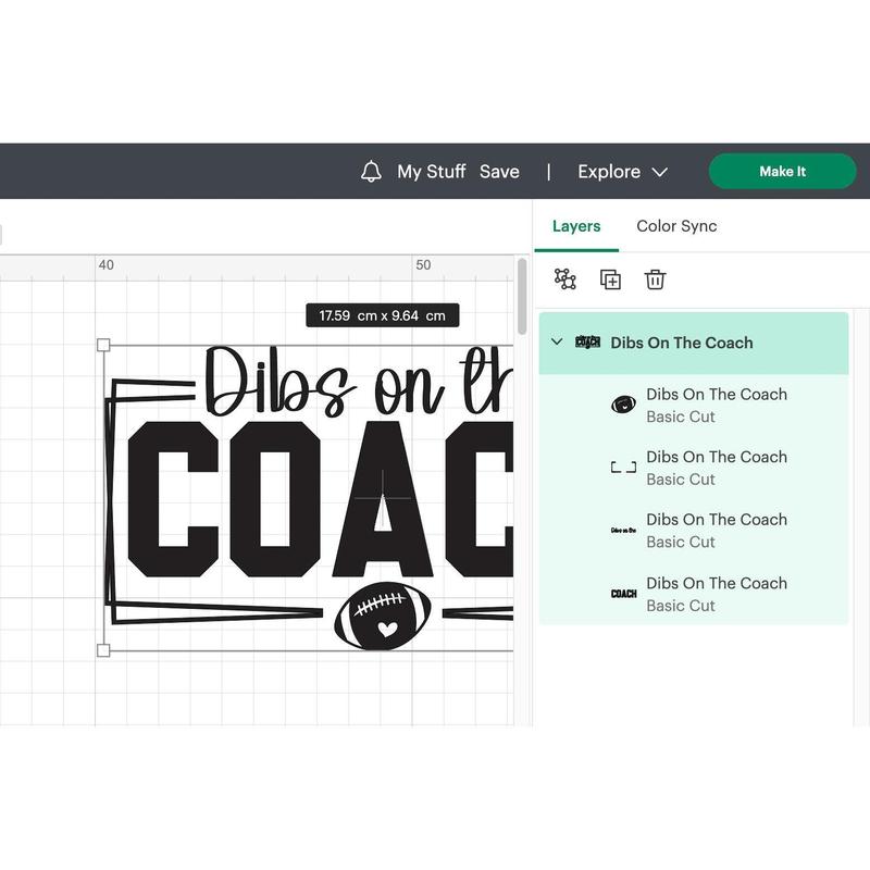 Dibs On The Coach  Football Coach  Cheer Coach  Dibs On The Coach  Game Day  Coach's Wife  Football Mom Cotton Sleeve
