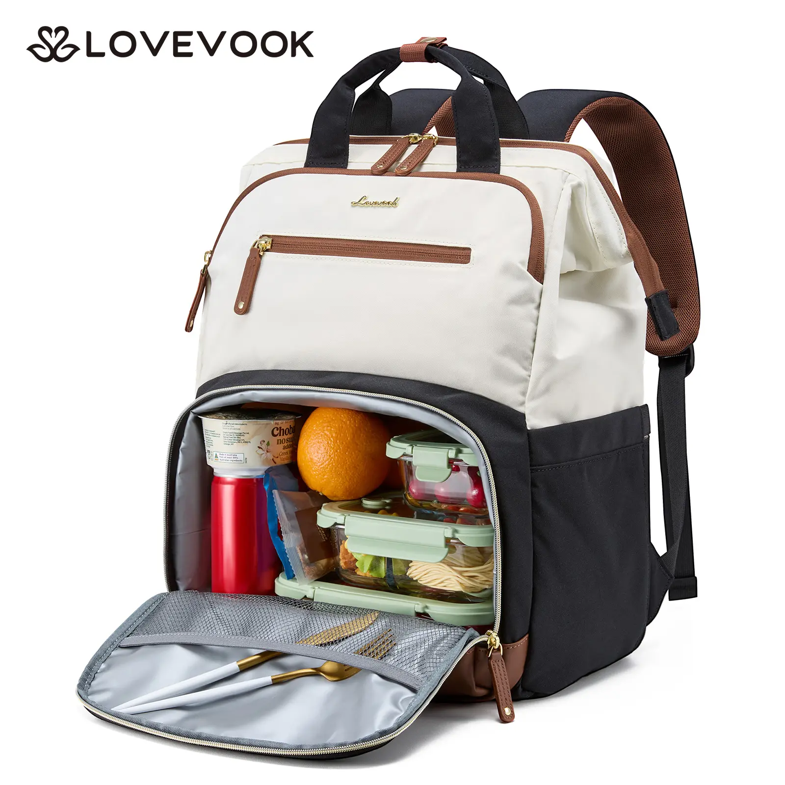 LOVEVOOK Lunch Backpack for Women, 15.6 Inch Laptop Work Bag with Lunch Box
