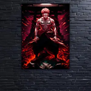 Sukuna Jujutsu Kaisen Metal Wall Art: UV Printed Anime Poster