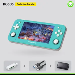 【Amazing Bundle】Anbernic RG505【Buy 1 Get 1 Game Card+1 Card Reader+1 Fancy Case+1 Screen Protector+1 Type-C Cable】Handheld Game Console 4.95-inch OLED Touch Screen Android 12 Unisoc Tiger T618 Google Store Ready to Play Gift Package