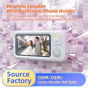 Waterproof Speaker, Bathroom Waterproof Touch Phone Box Speaker, Suction Cup Mount Stand, Bath Video Music Player, Bluetooth-compatible Mini Speaker, Bathroom Phone Holder