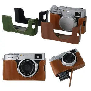 Oil Skin Camera Half Case for Fujifilm X100VI Fuji X100VI PU Leather Bottom Openning Cover