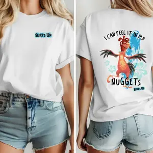 Surf's Up Chicken Joe T-Shirt, I Can Feel It in My Nuggets Chicken Joe 2 Sided, Graphic Tee, Casual T-shirt, Surf's Up Tee Cotton Printed, Unisex Cotton Tee