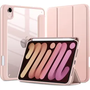 Case For iPad mini 7, For iPad mini 7th/6th Generation Case 2024/2021 8.3 Inch with Pencil Holder, Slim Back Cover For Kids, Auto Wake/Sleep, Pink