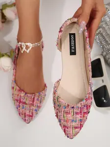Women's New Fashion Pointed Toe Flat Shoes, Side Cutout Details, Comfortable Casual Slip-Ons, All-Season Rubber Sole, Perfect for Work & Gifts, Summer Casual Shoes