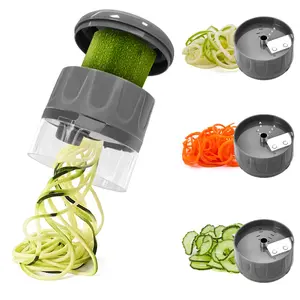 3 in 1 Vegetable Spiralizer Slicer, Adjustable Zucchini Carrot Noodle Maker, Cucumber Spiral Cutter, Easy to Use Kitchen Tool（Dark Grey）