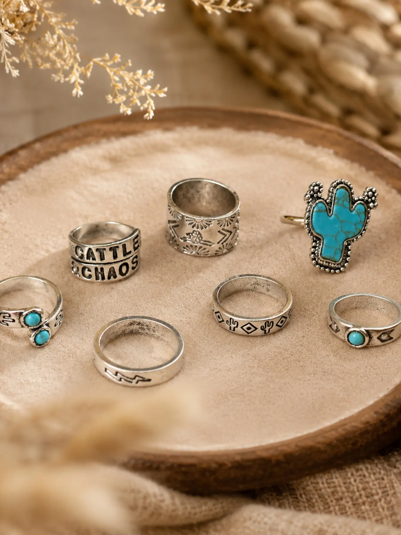 7-Piece Y2K Western Cowboy Ring Set, Vintage Boho Stackable Rings, Alloy Material, All Seasons, Retro Style, Unique Jewelry Gift, Beautiful Rings