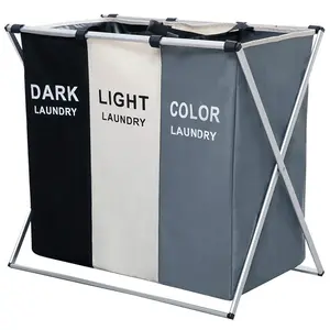 180L Large Capacity 3 Compartment Collapsible Laundry Hamper - Foldable Dirty Clothes Sorter Laundry Basket for Laundry Room Bedroom Bathroom Home Organization