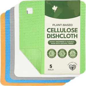 5 Pack Cellulose Swedish Dishcloths for Kitchen - Eco-Concious  Dish Towels & Cloths - Super Absorbent, Odor Resistant and  Drying Wash Cloths for Dishes & Surfaces