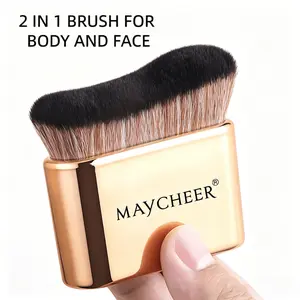 MAYCHEER Professional Kabuki Foundation Brush, Makeup Brush, Self-Tanning Brush, Dual-Use Makeup Brush for Liquid Foundation/Powder/Loose Powder, Suitable for Face, Neck, Body and Legs Tanning Makeup (Pink Gold)