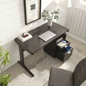 Computer Desk with Drawers Home Office Desk with Storage Heavy Duty Water Resistant Study Table 47.25W Table Top Space Deep Modesty Panel Detached File Cabinet on Locking Castors