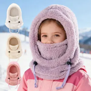 Winter Balaclava & Neck Warmer Hat for Kids Ages 3-10 Windproof Thermal Full Face Mask with Detachable Hood Collar Soft Fleece Ideal for Skiing Snow Outdoor Winter Sports & Daily Wear