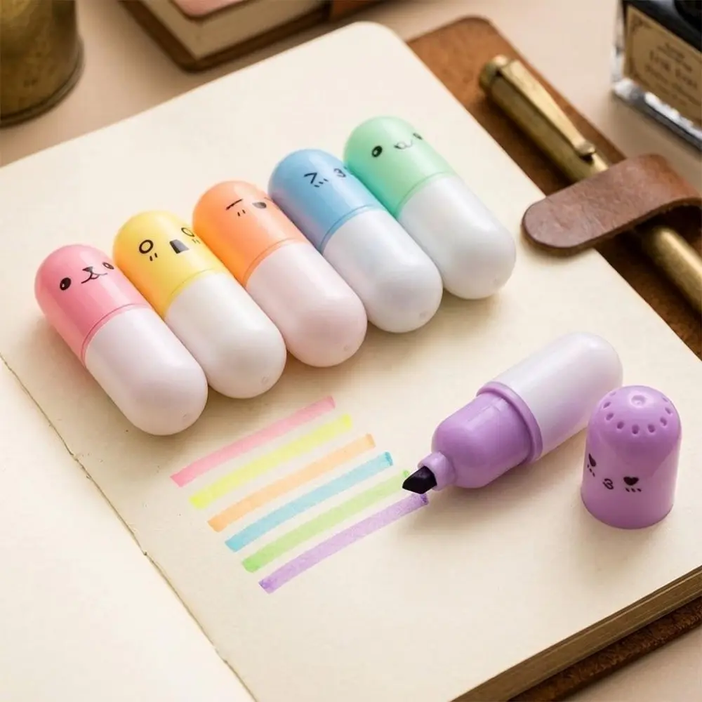 Back to School Stationery Set: Macaron Color Highlighters, Portable Creative Pens, Washable Tip Design for Students.