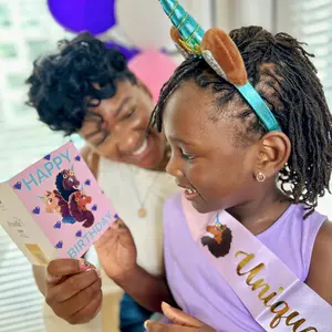 Afro Unicorn Happy Birthday Card