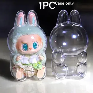 Clear Rabbit Ear Design Bubble Figures Display Box, Transparent Acrylic Protective Case for POP MART Doll, Collectible Figures Storage Box