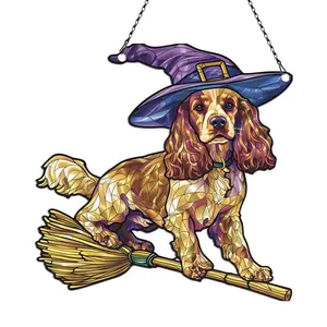 Azaad Apparel Cocker Spaniel Halloween Ornament Acrylic Window Hanging; Gift For Cocker Spaniel Lovers Gift, Halloween Home Wall Hanging Decor, Halloween Decorations