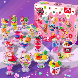 Kids DIY Dessert Cup Set, Creamy Ice Cream Slime Toy Kit, Diy Craft Kit, Includes Slime, Butter, Snow Mud, Party Gift for Boys & Girls