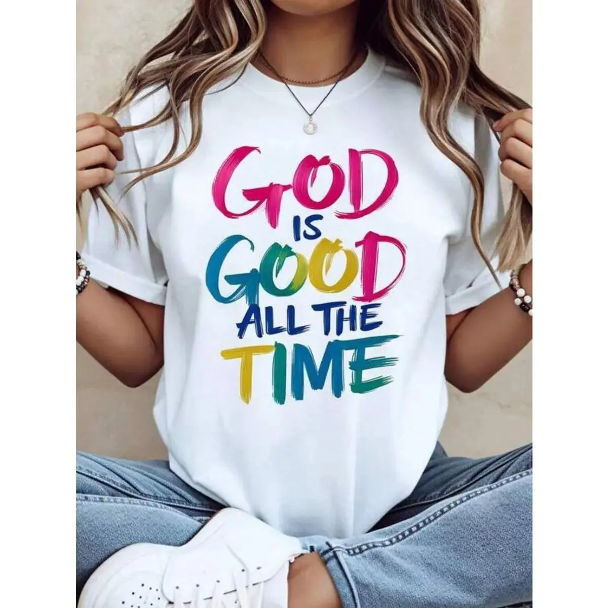 Unisex Boxy Fit Heavyweight Tee God Is Good All The Time Christian T Shirt Women Religious Faith Statement Graphic Tee Casual Summer Top,back to school,back to school shopping Spooky Season Shirt