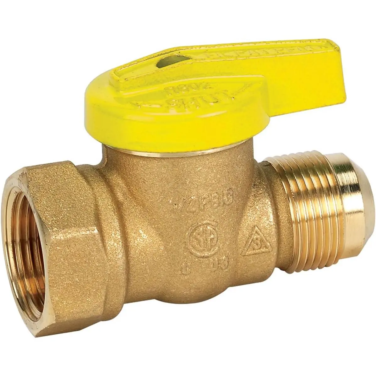 Brass Body VGV1LHR3B Gas Valve - 1/2-Inch FIP Threads x Flared End, Female Connection
