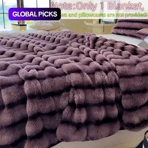 Ultra Soft Artificial Rabbit Fur Blanket, High Density Velvet Craftsmanship, Durable and Luxurious, Multi-Purpose for Sofa Bed Office Travel, Faux Fur Blanket