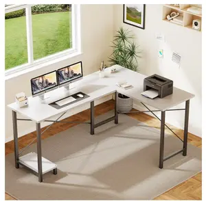 49 Inch L Shaped Desk - Computer Desk Corner Desks Gaming Desk PC Table with CPU Stand for Home Office Dorm Sturdy Writing Workstation, White