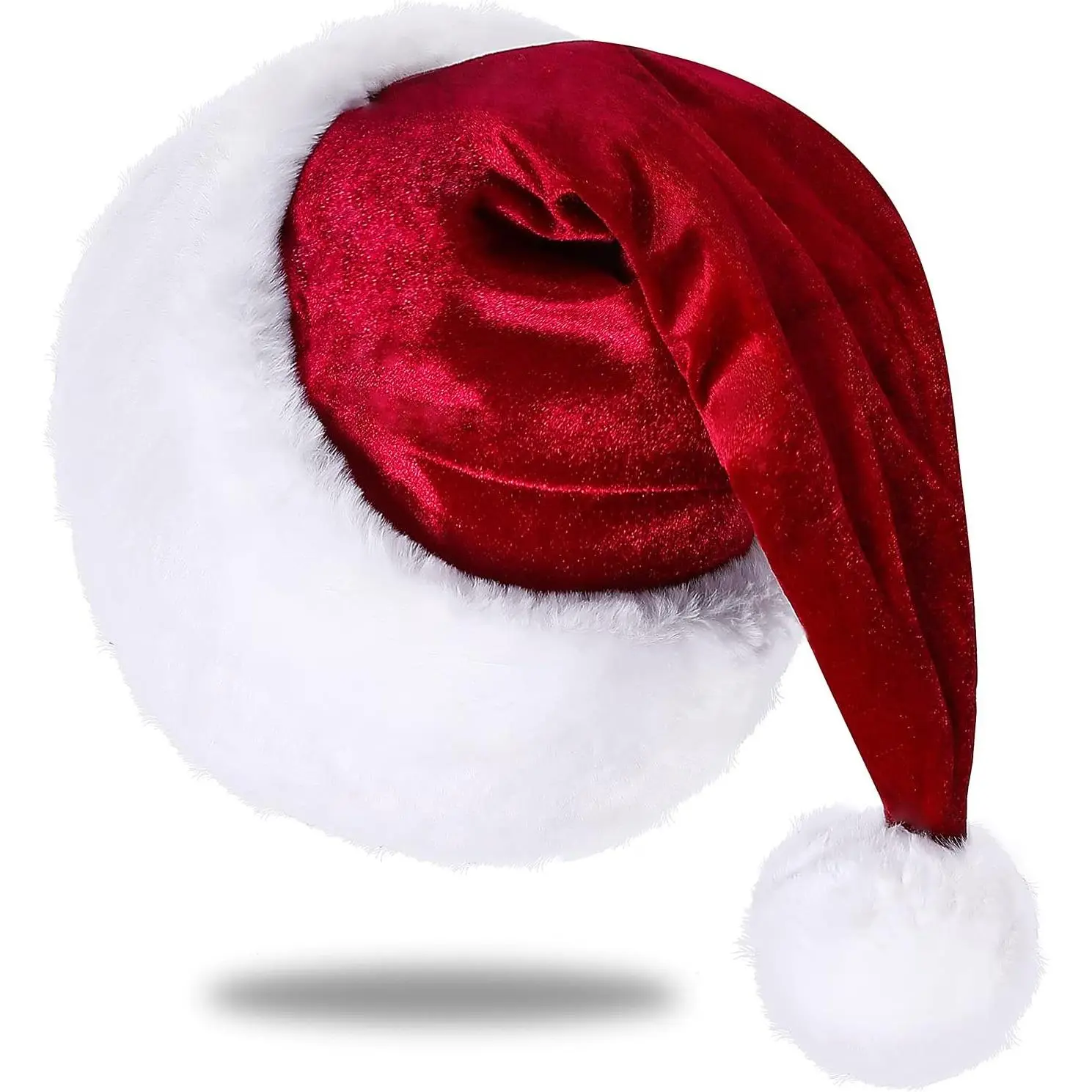 Santa Hat, Santa Hat for Adults, Unisex Velvet Comfort Wine Red Christmas Hat Hats Extra Thicken Classic Plush for Christmas New Year Festive Holiday Party Supplies christmas ornaments