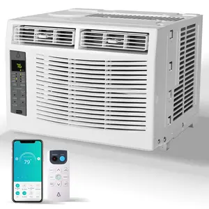 Window Air Conditioner 6000 BTU,WiFi-Enabled Smart AC with Remote, 3 Modes Cool Dry Fan Speed Control, Fast Cooling for 250 Sq.Ft 115V Mini Air Conditioner for Bedroom, Office, Home