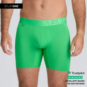 Step One Men's Boxer Brief - Green Screens, Anti-Chafe, Breathable Bamboo Fabric, UltraGlyde Panels, Hidden Elastic Pouch, Premium Underwear, Athletic Daily wear