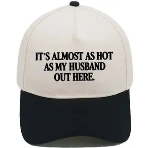 Funny "Almost As Hot As My Husband" Embroidered Hat | Retro Aesthetic Two-Tone Snapback Cap for Women | Trendy Camo & Graphic Summer Statement Baseball Cap