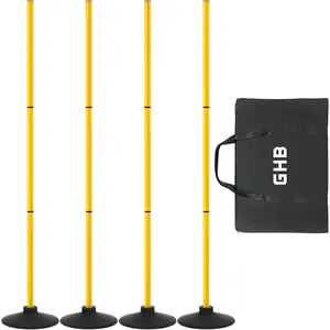 Agility Poles 4 Pack 50" Sports Soccer Training Poles,Detachable Speed Training Equipment Football Accessories with Rubber Base