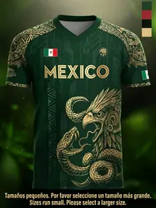 Mexico Aztec Eagle Heritage Soccer Jersey, All over Print, Fitted Casual Style for All Seasons, Unique Animal and Tribal Design, Sporty Jersey