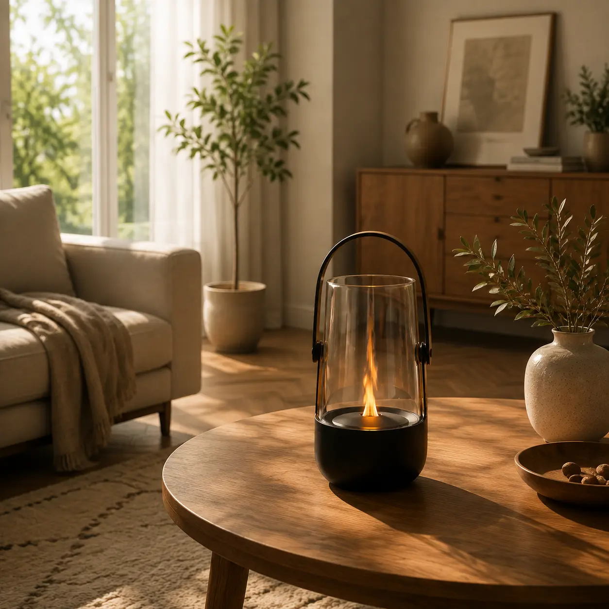 Compact Retro Look Tabletop Vintage Flame Effect Aroma Diffuser Humidifier - Ultrasonic Mist, Ambient Candlelight Effect, Home Decor Night Light - Unique Christmas Gift for Indoor Recreation