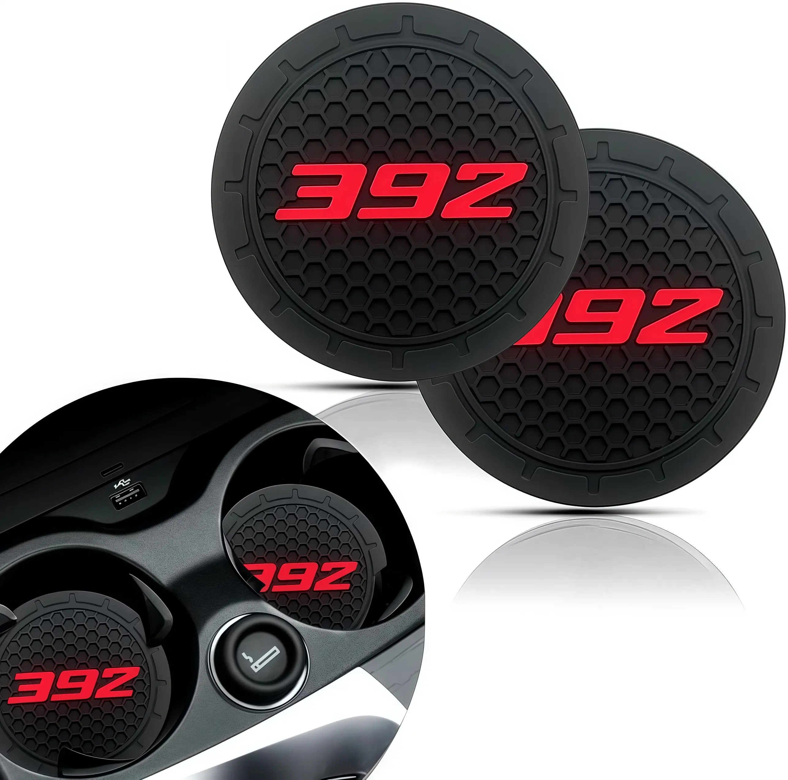 Women's 2-Pcs Anti-Slip Car Cup Holder Coasters, 2.75" Diameter Easy-Clean Custom Fit for Durango SRT 392 Auto Interior Insert Mats, Car Accessory
