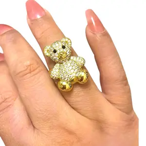 Laminated 14K Gold Filled Bear Ring with Zirconia Perfect for Any Occasion Elegant Gift