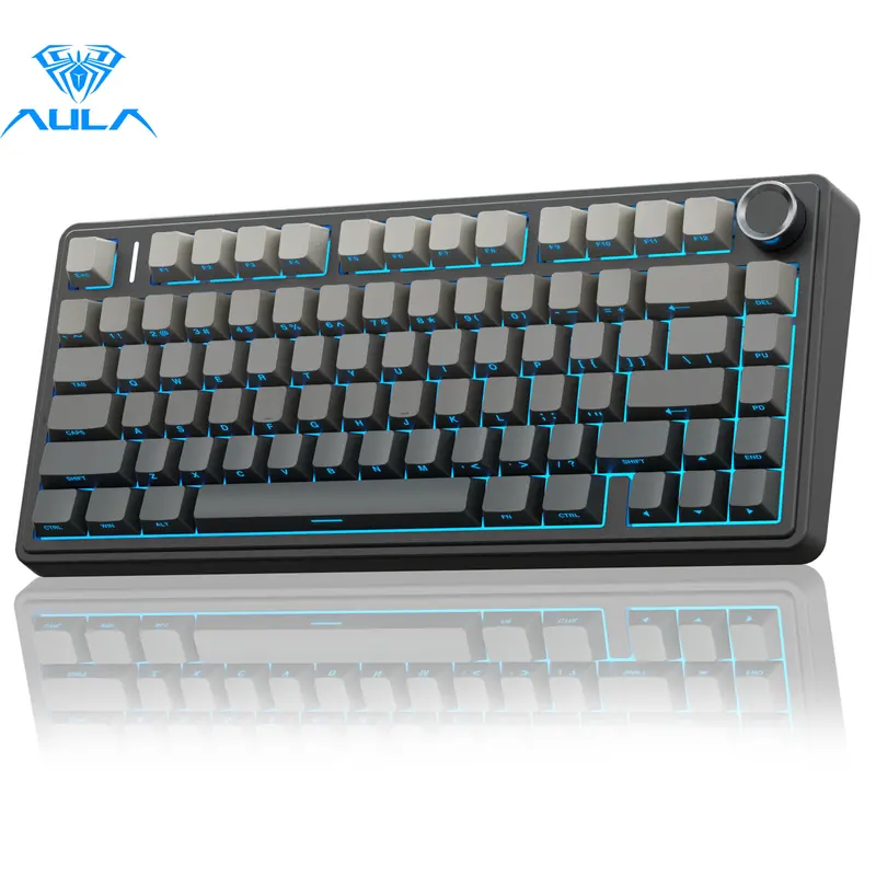 AULA Official F75 Pro 75% Layout Rechargeable Wireless Mechanical Keyboard - Creamy Gasket, RGB Light, Bluetooth/2.4G/USB-C, Hot-Swappable Switches & Knob, 4000mAh, English Manual, Gamer Stuff, PC Setup Accessory