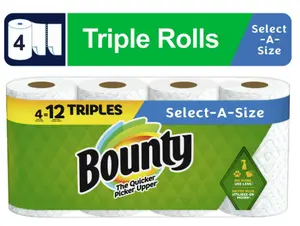 Bounty Select-a-Size Paper Towels, 4 Triple Rolls, White