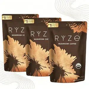 (Flash Sale: 3 Bottles) RYZE SUPERFOODS Mushroom Medium Roast Coffee USDA Organic with 6 Adaptogenic Mushrooms, USA Grown Instant Coffee for Better Energy, Focus Digestion Immunity with Lions Mane & Turkey Tail 30 Servings