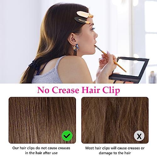 D 6 Pcs Creaseless Hair Clips No bend No Crease Hair Clip Makeup Clips for Women and Girls Flat Hair Clips for Hairstyling Salon Golden Handle
