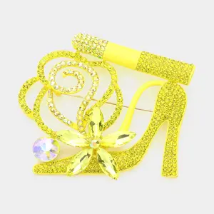 Yellow Rhinestone Pageant Sash Pin | Sash Brooch | Sash Pin Styles |  591619