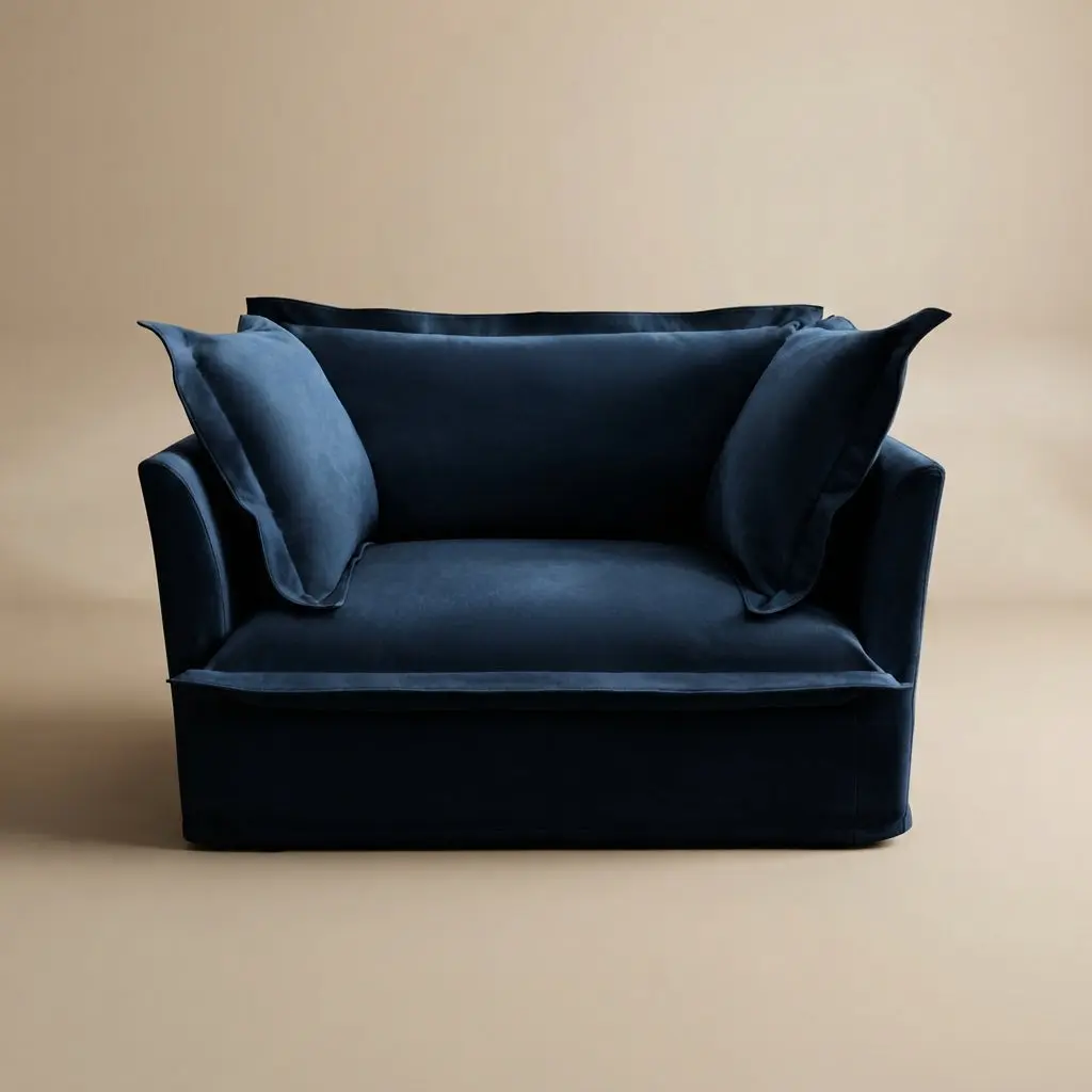 Ticova Slip-covered Blue Chenille Armchair