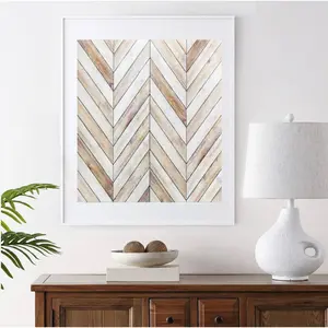 16 x 20 Framed Bold Wood Slat Herringbone Chevron Theme Print Wall Art