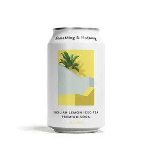 Something & Nothing Sicilian Lemon Iced Tea Premium Soda - Black & Rooibos Blend with Sicilian Lemon Juice - 12oz Can - Low Calorie, Vegan, No Added Sugar - Beverage
