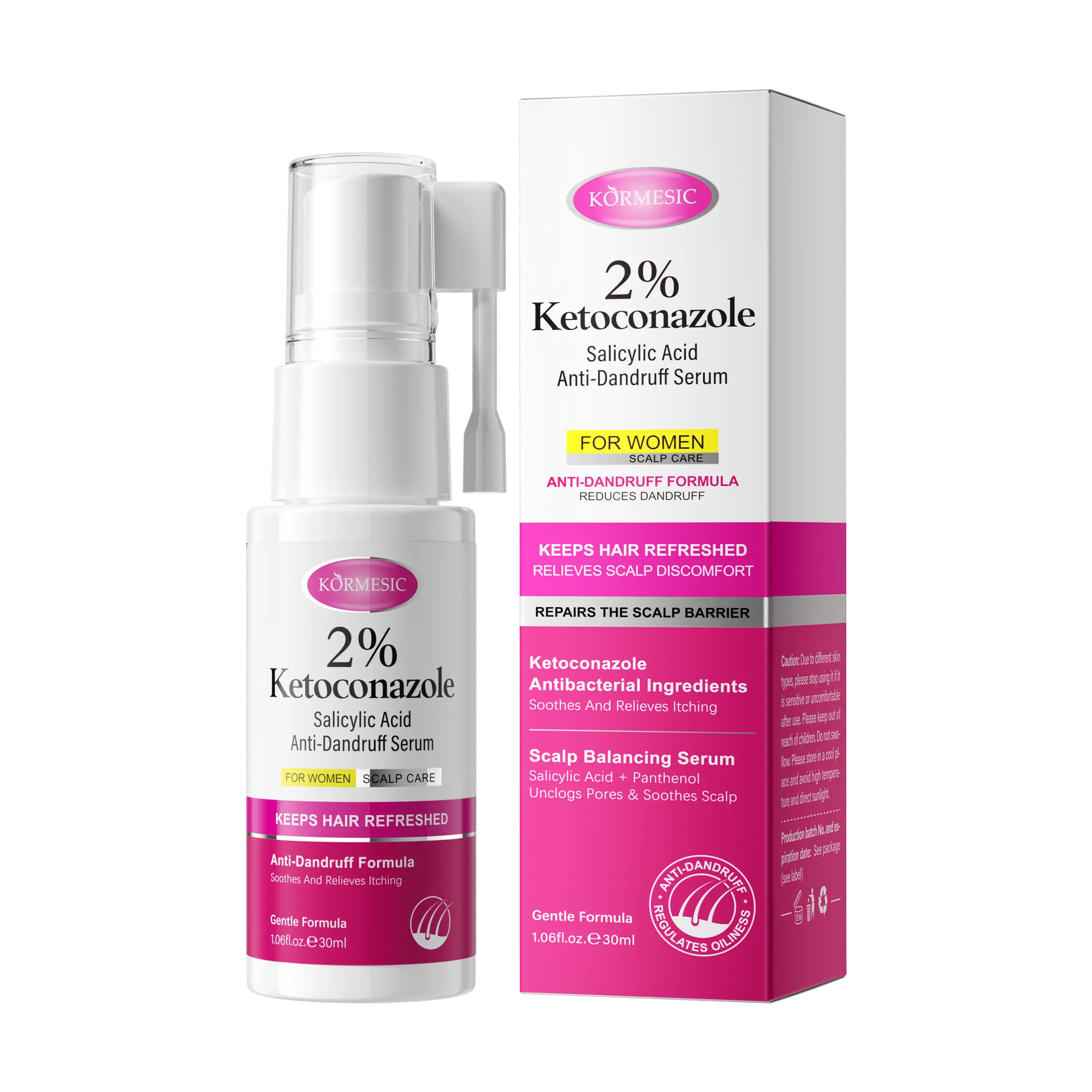 [BUY 1 GET 2]KORMESIC 2% Ketoconazole Anti Dandruff Serum for Women, Salicylic Acid Scalp Treatment Spray, Soothes Itchy Scalp, Oil Control, Deep Clean Flaky Dandruff, Repair Scalp Barrier