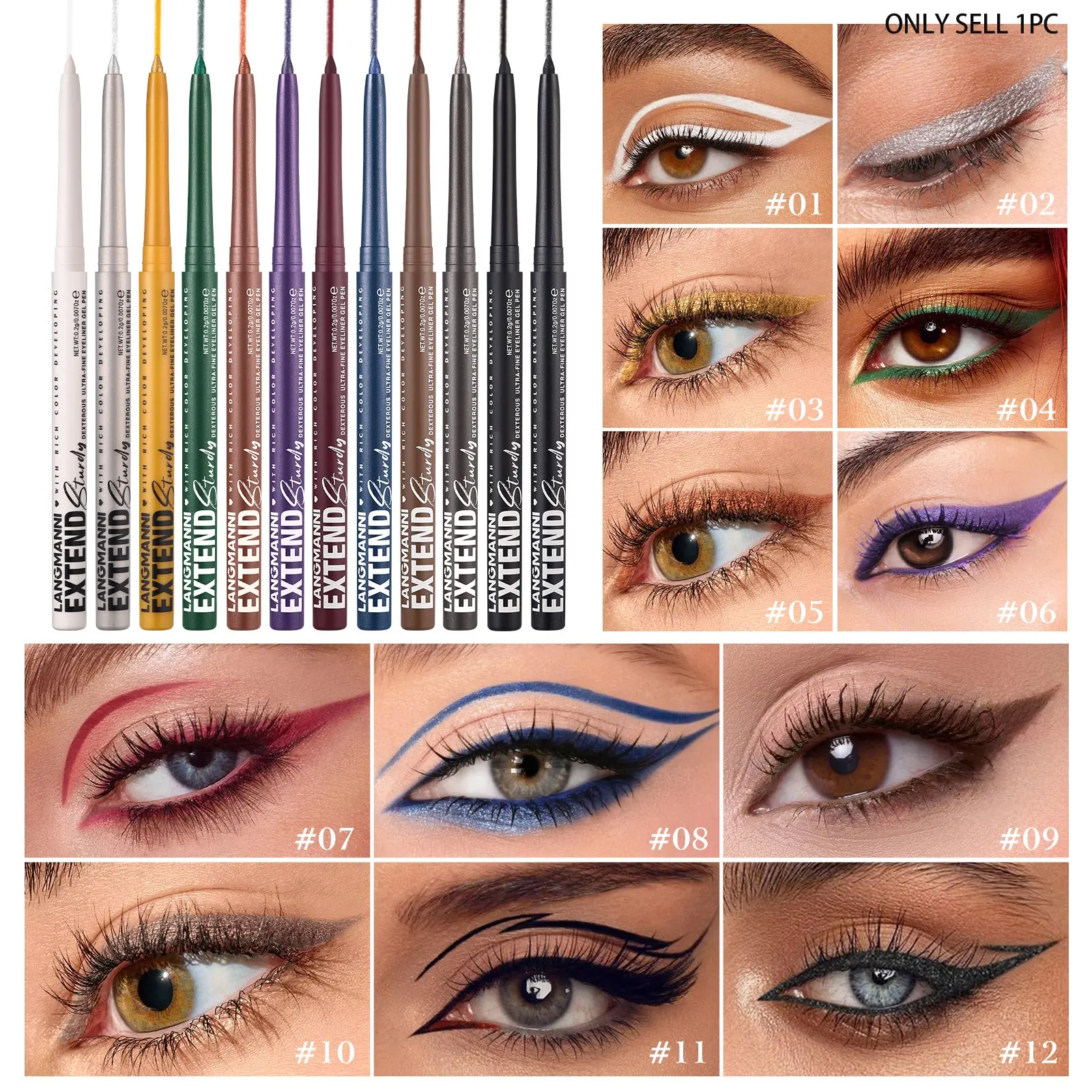 Waterproof and sweat resistant eyeliner pen, durable, easy to color, fast drying and smooth texture, creates perfect eye makeup, Eye Makeup Products, Smudge No Budge