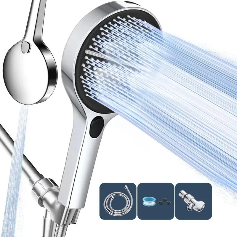 HOLENGS Shower Head Hose&Bracket,Shower Head Set With 1.5m Hose,Bathroom Shower Equipment