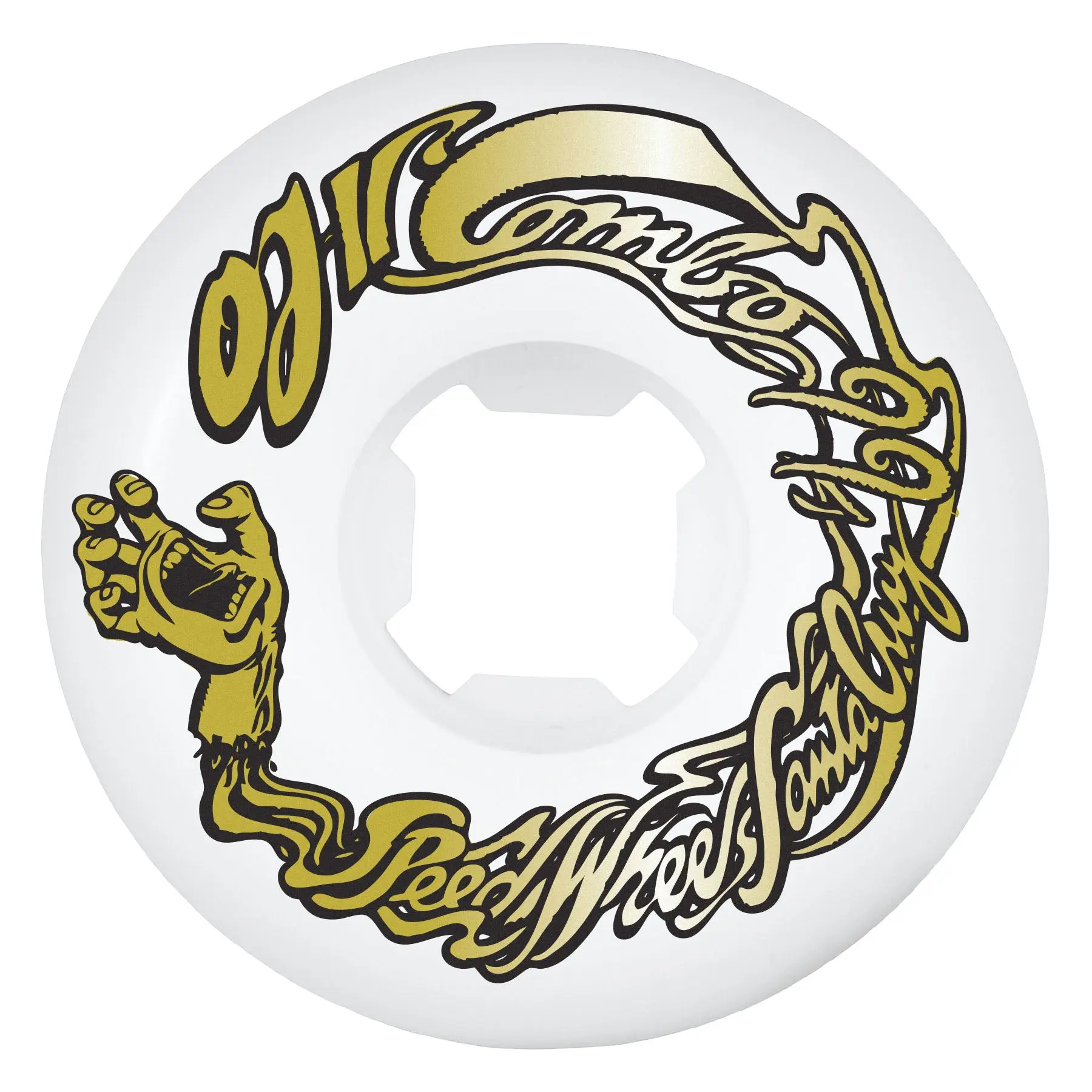 Skateboard Wheels 60mm 99a, Combos Style White & Gold Urethane, All-Terrain Performance Skateboard Parts, Rubber Wheel Skateboard Parts